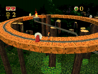 Pandemonium! (PlayStation) screenshot: Running in circles, trying to avoid the saws...