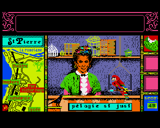 Méwilo (Amiga) screenshot: Meeting with shopkeeper Rue Victor Hugo