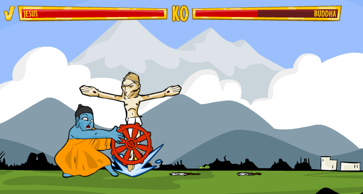 Faith Fighter (Windows) screenshot: Two special moves in action