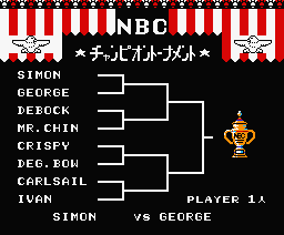 Ring King (MSX) screenshot: The tournament lay out.