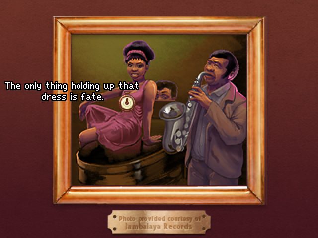 Blackwell Unbound (Macintosh) screenshot: That guy on the photo looks like the jazz player ghost