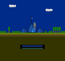 Famicom Wars (NES) screenshot: Infantry forces claim a city.