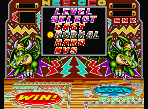 Fatal Fury (Neo Geo) screenshot: Select your difficulty level and fight on!