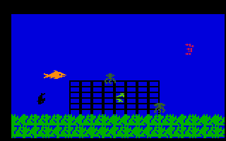 Fathom (Intellivision) screenshot: The cage at the bottom of the sea
