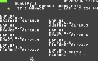Ferrari Formula One (Atari ST) screenshot: The starting grid
