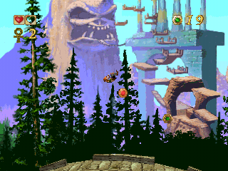 Pandemonium! (PlayStation) screenshot: Double-jumping while enjoying the view