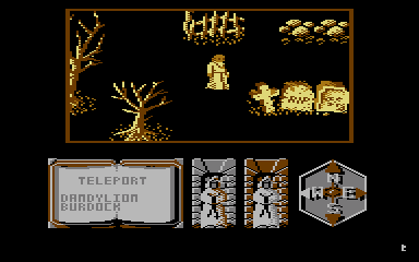 Feud (Atari 8-bit) screenshot: At the graveyard