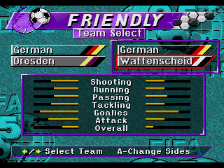 FIFA Soccer 95 (Genesis) screenshot: Team selection