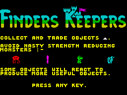 Finders Keepers (ZX Spectrum) screenshot: Instructions part 2