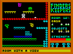 Finders Keepers (ZX Spectrum) screenshot: Two distinct sections to this room