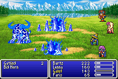 Final Fantasy V Advance (Game Boy Advance) screenshot: Galuf casting Blizzard.