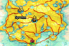 Final Fantasy Tactics Advance (Game Boy Advance) screenshot: The world map, when you learn of new locations you are able to place them where you want