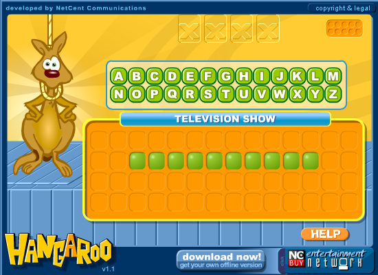 HangARoo (Browser) screenshot: Start of game