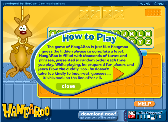 Screenshot of HangARoo (Browser, 2001) - MobyGames