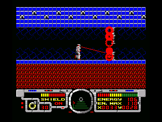 Fire Hawk: Thexder - The Second Contact (MSX) screenshot: Firing at enemies blocking my path