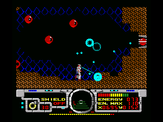 Fire Hawk: Thexder - The Second Contact (MSX) screenshot: Need to blast past this end of level boss
