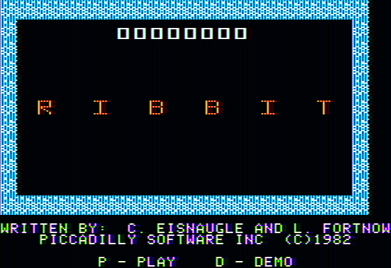 Ribbit (Apple II) screenshot: Title screen