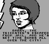 The Flash (Game Boy) screenshot: The story is given with screens like this