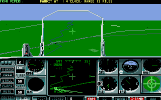 Flight of the Intruder (Amiga) screenshot: Cockpit view (A-6 Intruder)