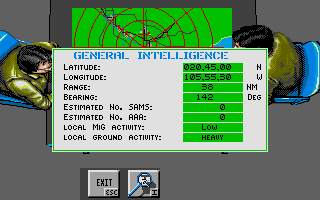 Flight of the Intruder (Atari ST) screenshot: Getting general intelligence