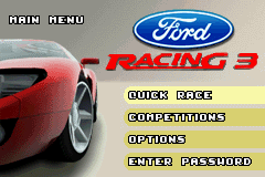 Ford Racing 3 (Game Boy Advance) screenshot: Main menu
