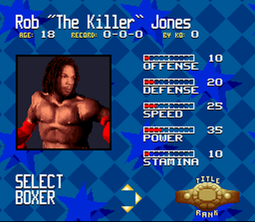 Foreman for Real (SNES) screenshot: Selecting a boxer