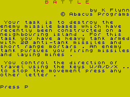Games Pack 1 (ZX Spectrum) screenshot: 3. Battle: Instructions 1.<br>