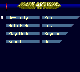 Frank Thomas Big Hurt Baseball (Game Gear) screenshot: Options