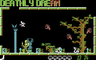Frightmare (Commodore 64) screenshot: If you get these wings, you can jump much higher for a couple of seconds.