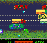 Frogger 2 (Game Boy Color) screenshot: The level scrolls about a screen to the left and right