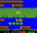 Frogger 2 (Game Boy Color) screenshot: The flag signifies a restart point