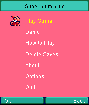 Super Yum Yum (J2ME) screenshot: Main menu