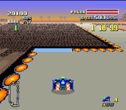 F-Zero (SNES) screenshot: Getting ready for the big jump on Red Canyon II