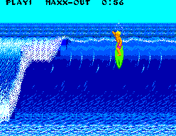 Game Box Série Esportes Radicais (SEGA Master System) screenshot: Getting back on the wave after a jump.