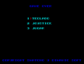 Game Over (ZX Spectrum) screenshot: Main Menu (Spanish version)