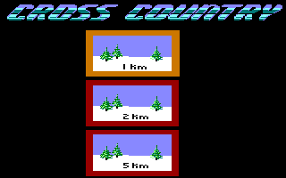 The Games: Winter Edition (Amiga) screenshot: Cross country menu.