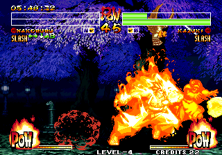 Samurai Shodown IV: Amakusa's Revenge (Arcade) screenshot: Some fire