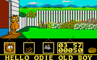 Garfield: Big, Fat, Hairy Deal (Atari ST) screenshot: In front of Garfield's house.