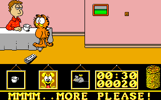 Garfield: Big, Fat, Hairy Deal (Amiga) screenshot: Jon and Garfield