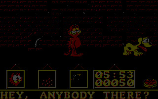 Garfield: Big, Fat, Hairy Deal (Atari ST) screenshot: It's so dark you can hardly see anything.