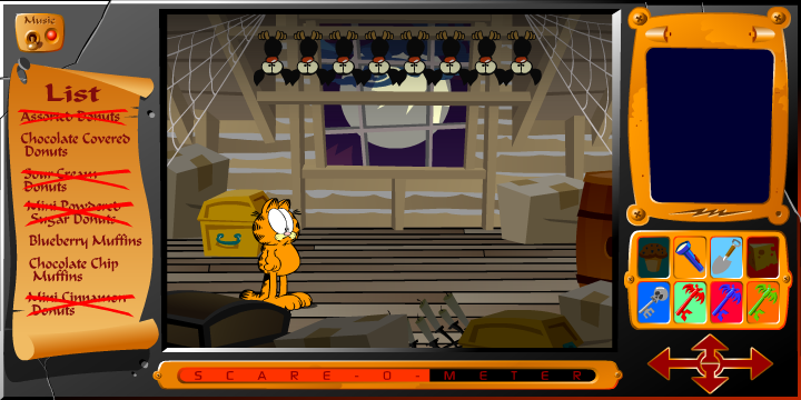 Garfield's Scary Scavenger Hunt (Browser) screenshot: Setup to the anagram puzzle