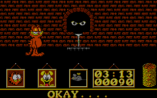 Garfield: Big, Fat, Hairy Deal (Amiga) screenshot: Eyes in the dark