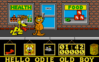 Garfield: Big, Fat, Hairy Deal (Atari ST) screenshot: Health food store.