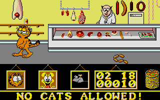 Garfield: Big, Fat, Hairy Deal (Atari ST) screenshot: No cats allowed.