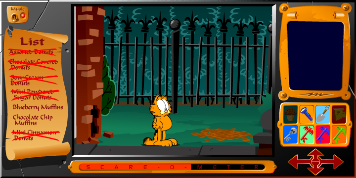 Garfield's Scary Scavenger Hunt (Browser) screenshot: A secret passage to another secret passage.