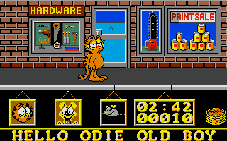 Garfield: Big, Fat, Hairy Deal (Atari ST) screenshot: Hardware store.