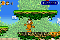 Garfield: The Search for Pooky (Game Boy Advance) screenshot: Watch out for oily surfaces because they are slippery