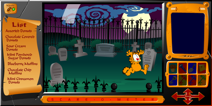 Garfield's Scary Scavenger Hunt (Browser) screenshot: If you get too scared...
