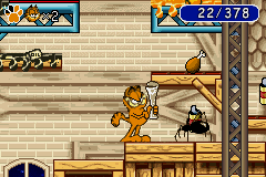 Garfield: The Search for Pooky (Game Boy Advance) screenshot: Use a newspaper to squish the spiders