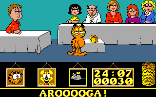 Garfield: Big, Fat, Hairy Deal (Amiga) screenshot: Pizza party